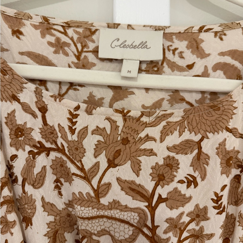 Cleobella Brown and Cream Floral Long Sleeve Dress - Picture 4 of 7